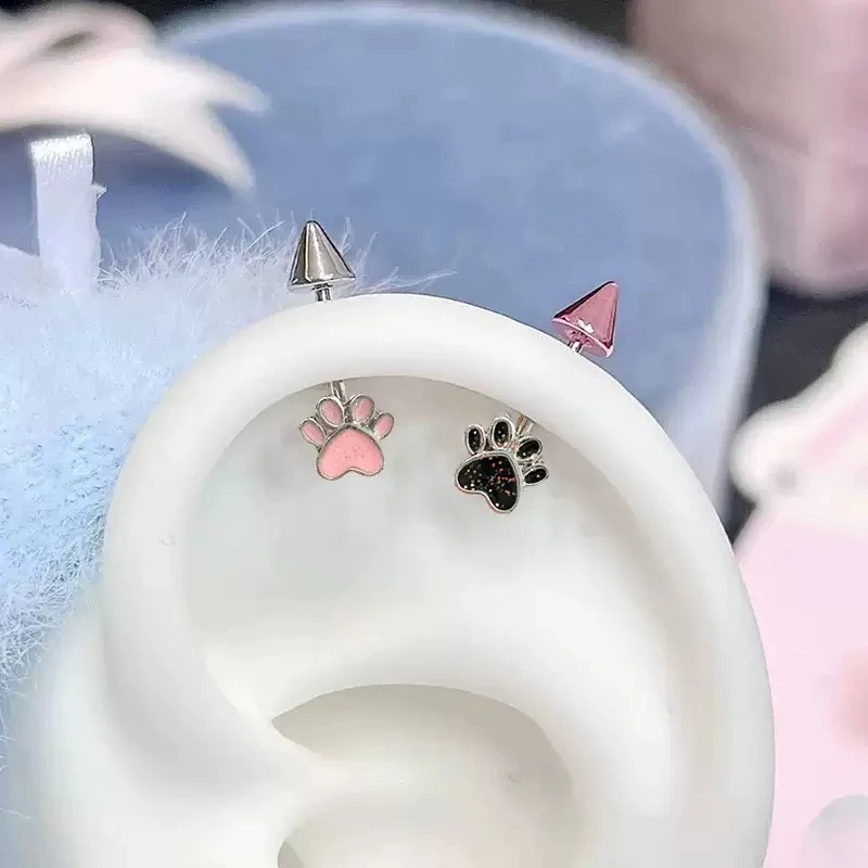 钛钢耳饰 爱宠日记猫猫爪子滴油甜美耳轮钉恶魔钉耳骨钉可爱钛钢