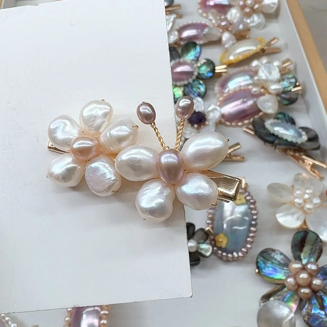 银S925镶嵌淡水珍珠发饰