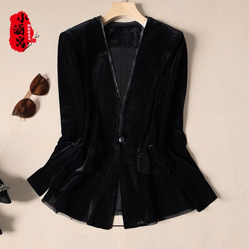 [华芊] 小酒窝新国风 丝绒西服-58/426