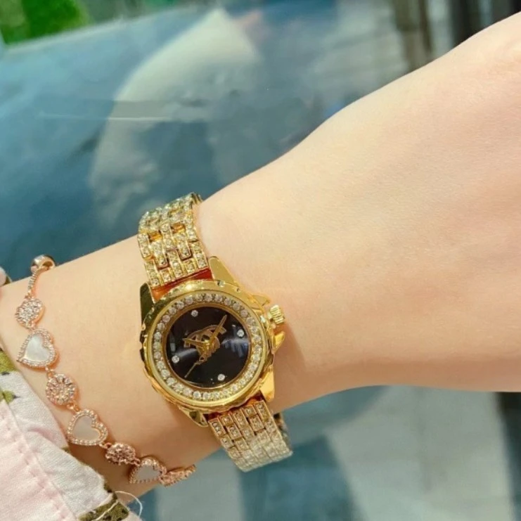 轻奢简约时尚满天星女士石英金色精致镶钻奢华气质腕表手表