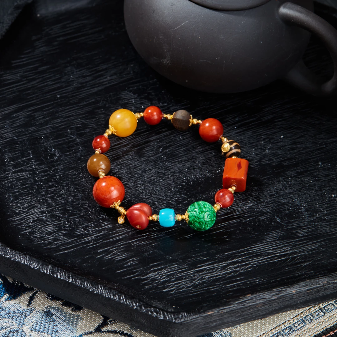 【云上雅岚】映枫-18K南红多宝手串-多样性发一件-XYGD9991037-D