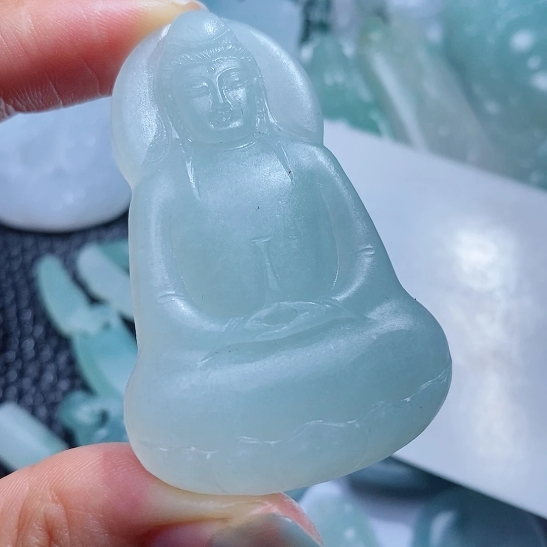 定制翡翠未镶嵌毛货付款后确认抛光