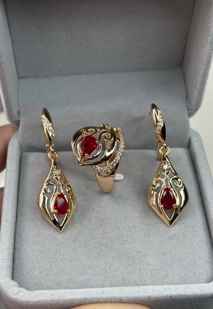 铜合金锆石项链 镀俄罗斯紫金首饰套装