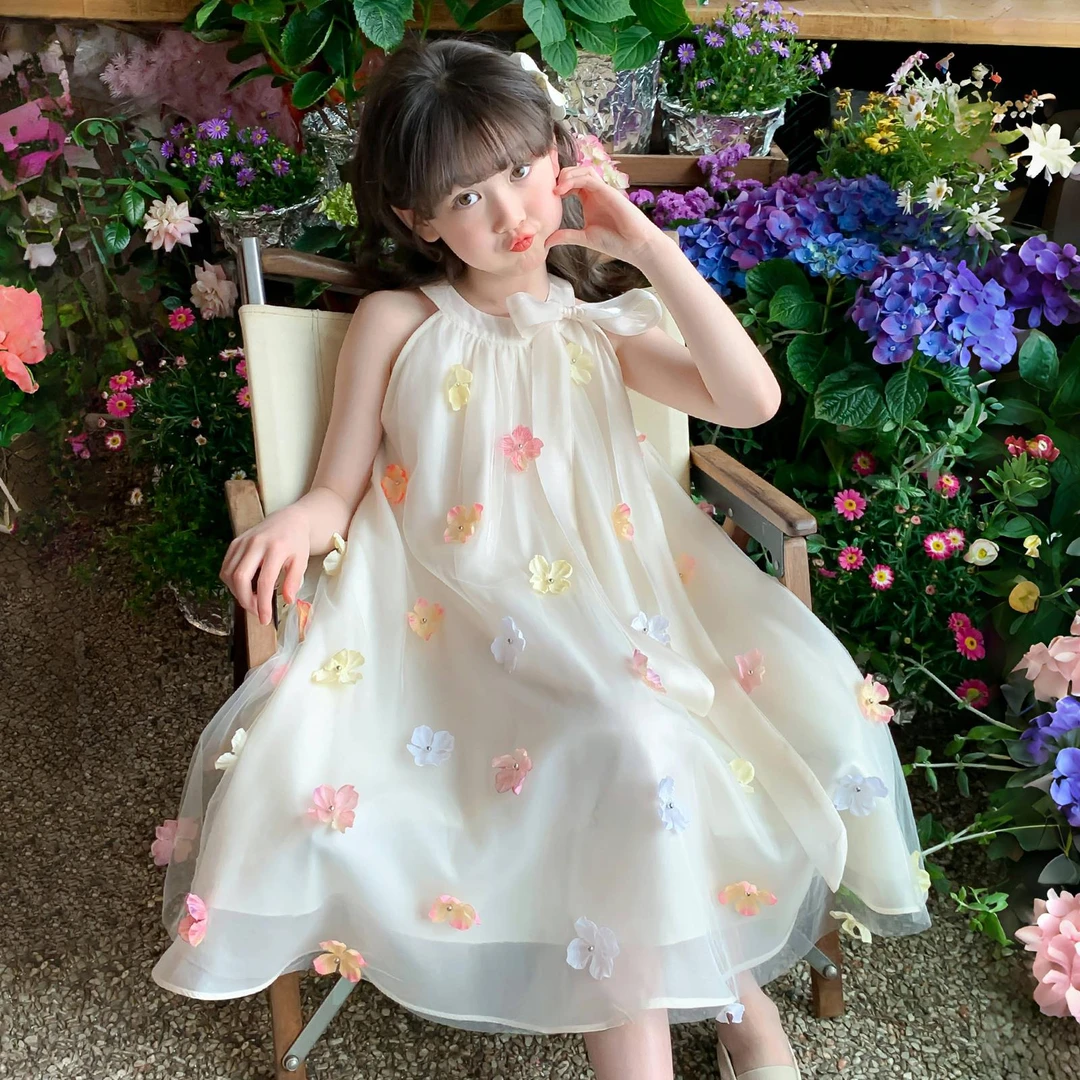 女童裙子夏款2025新款洋气童装女孩夏季网纱背心裙儿童夏天连衣裙