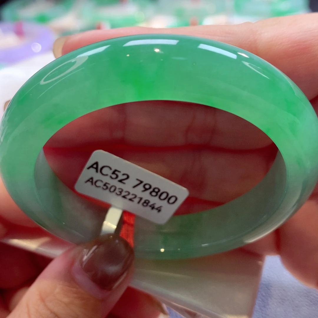 未镶嵌手镯翡翠小圈冰绿完美强推16号11