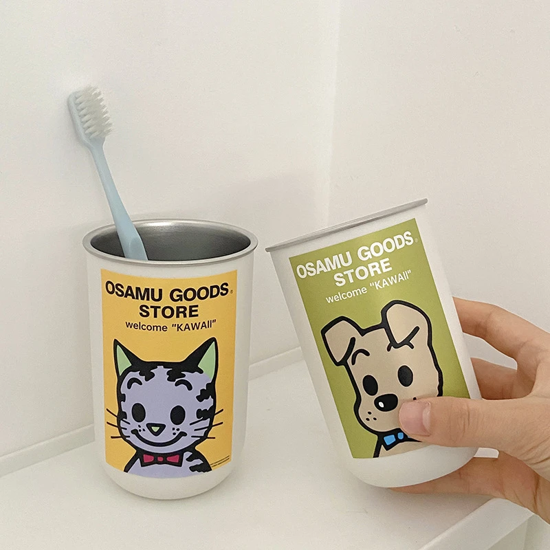 荞芬可爱漱口杯304不锈钢家用牙刷杯情侣高颜值宿舍洗漱水杯ins