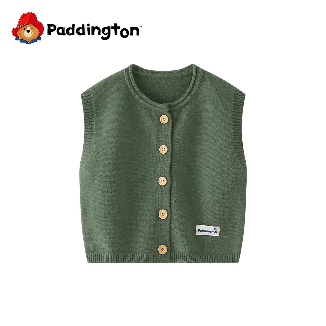 PADDINGTON/帕丁顿熊2025秋儿童针织衫开衫马甲宽松童装背心外套