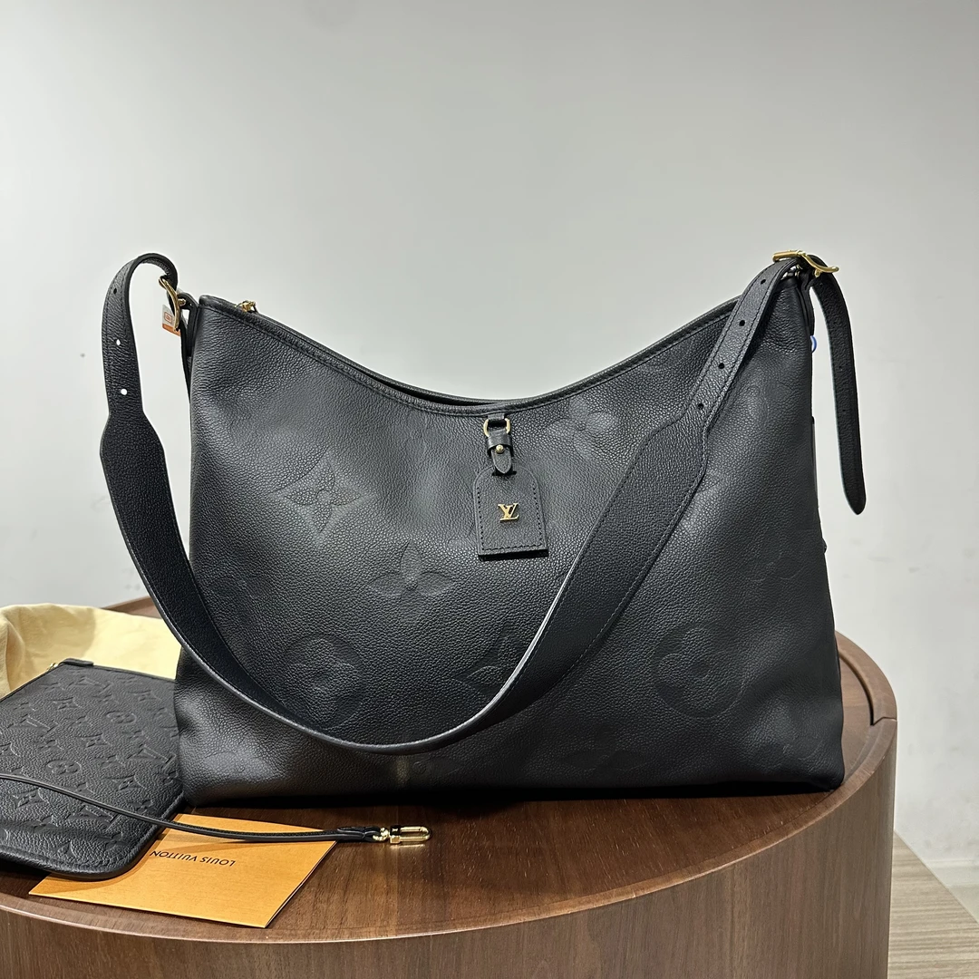 99新 LouisVuitton/路易威登 黑色全皮压纹carryall包 US58295
