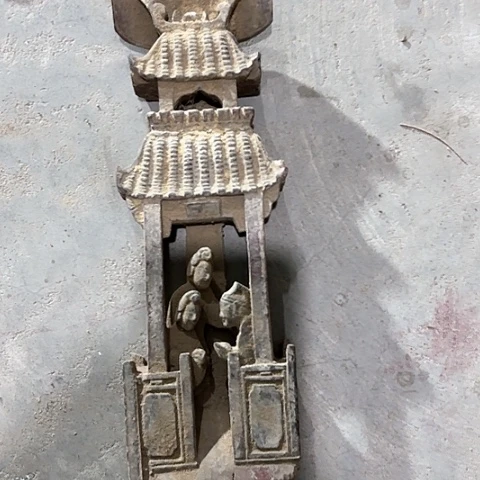 风车木（黑檀木）老木雕老人物花板