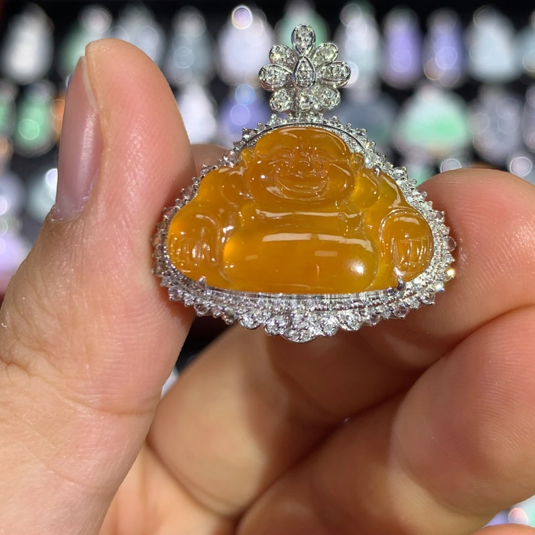 翡翠18K金镶嵌吊坠(不含链)签收后48小时鉴赏期