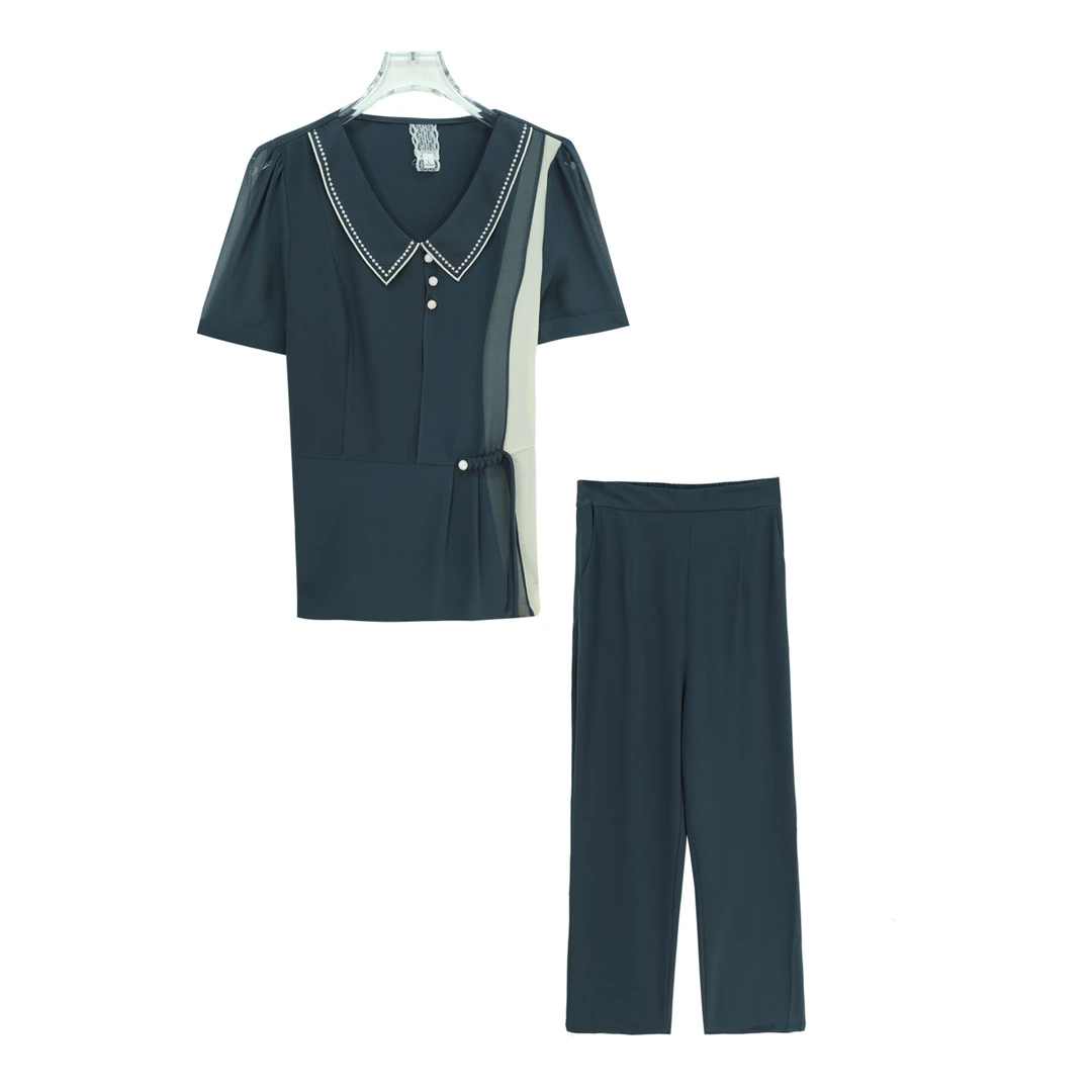 洋气短袖收腰显瘦高贵薄款两件套S750