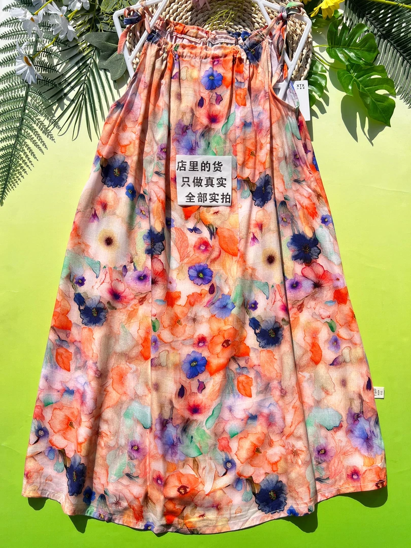 Q056山东人造棉儿童套装外穿裙子裤子上衣断码清仓夏棉绸洋气时尚