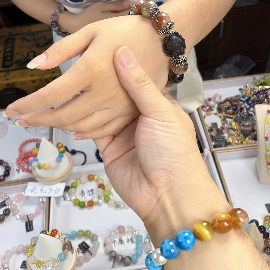 水晶手链银S925镀金镶嵌