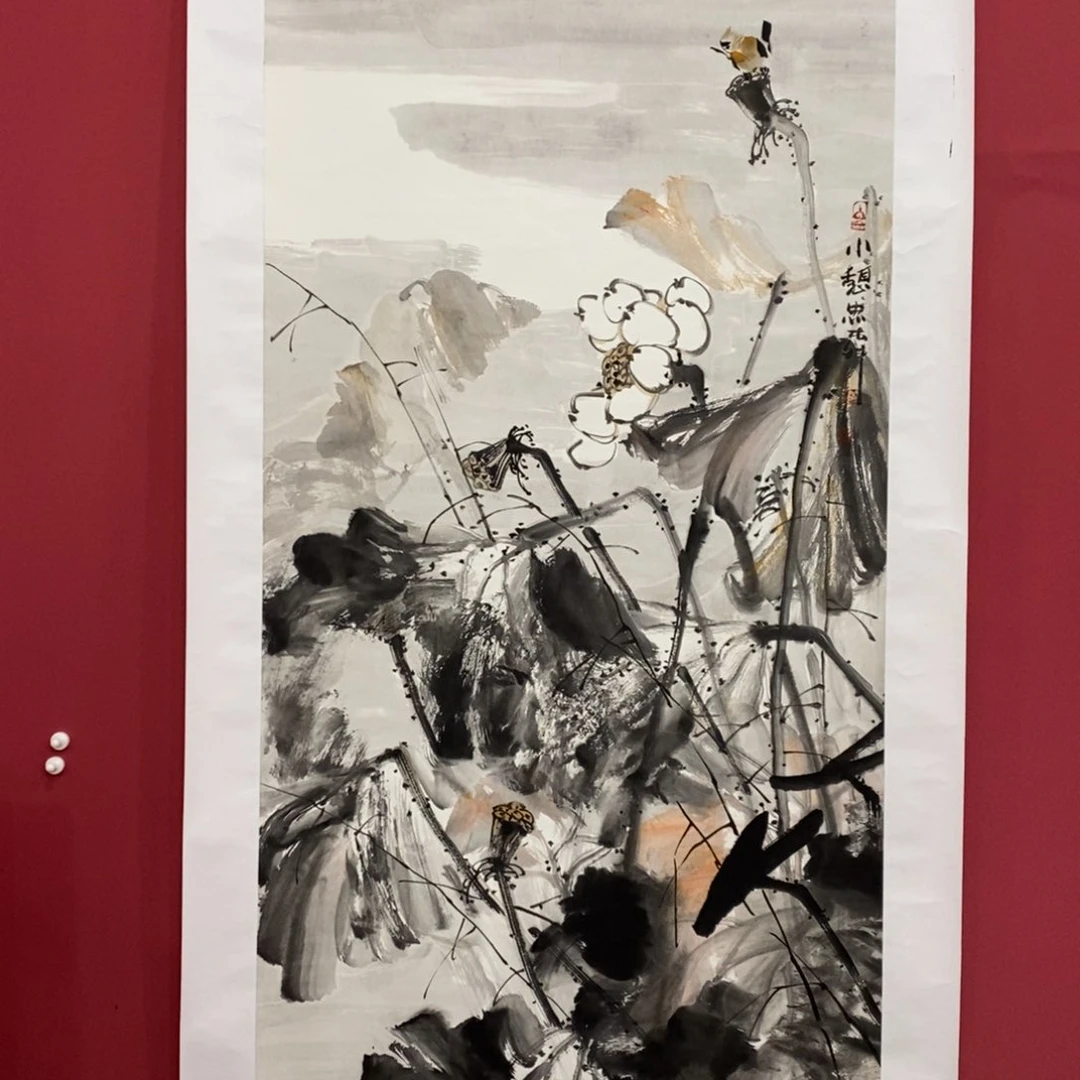 国画蓝*廖忠柳四尺真人真品