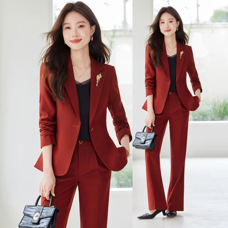 高端西装套装女春秋新款时尚气质女神范正装酒店经理工作服喇叭裤