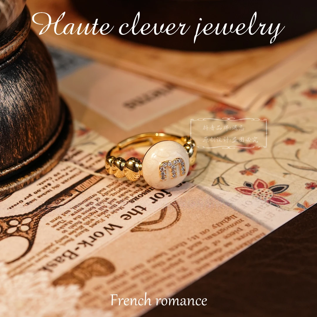 镀K金 A2015【金贝密语】高级赫本风指环小众独特设计感