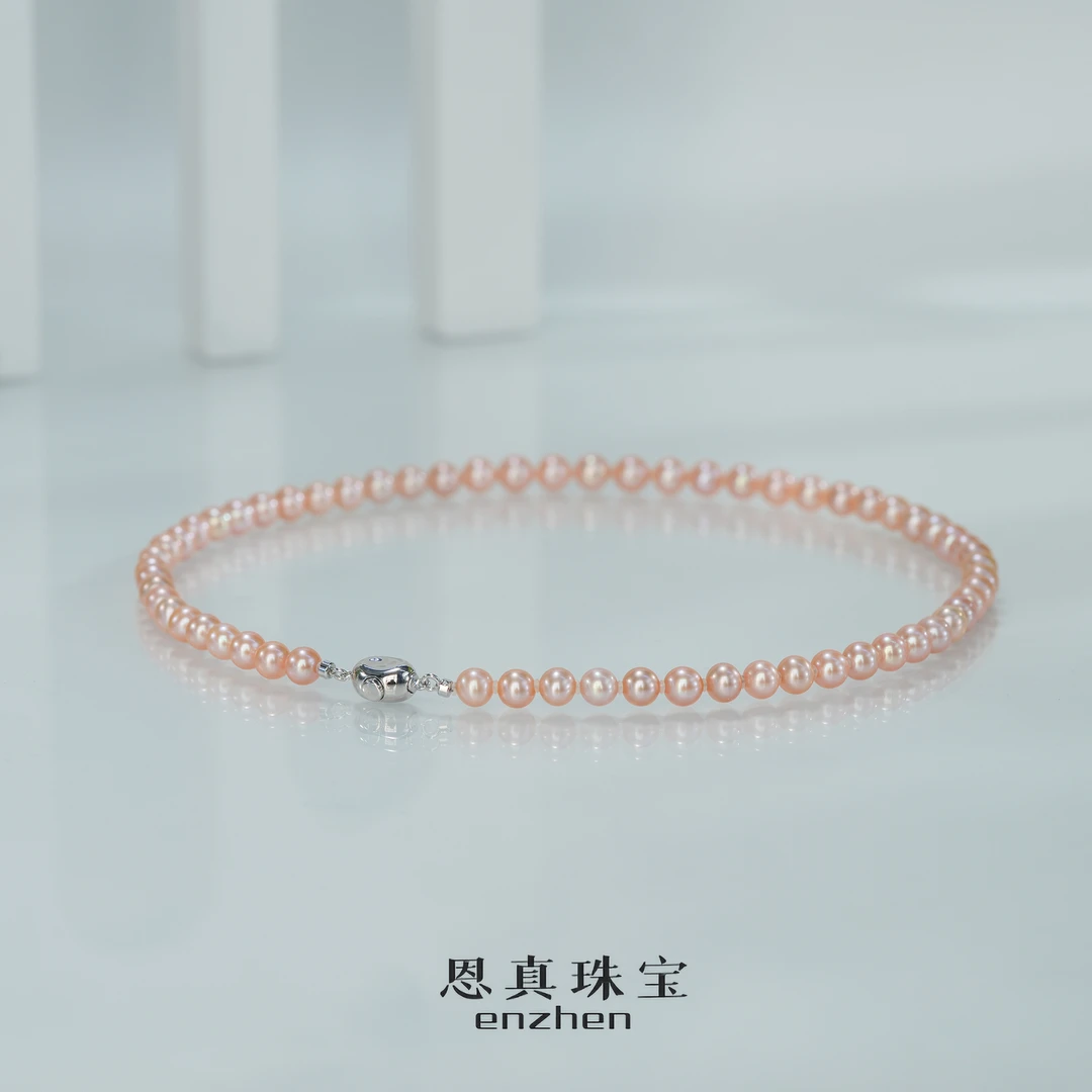 气质高贵稀有中国红淡水珍珠s925银满珠项链气质年轻款6.5-7.5mm