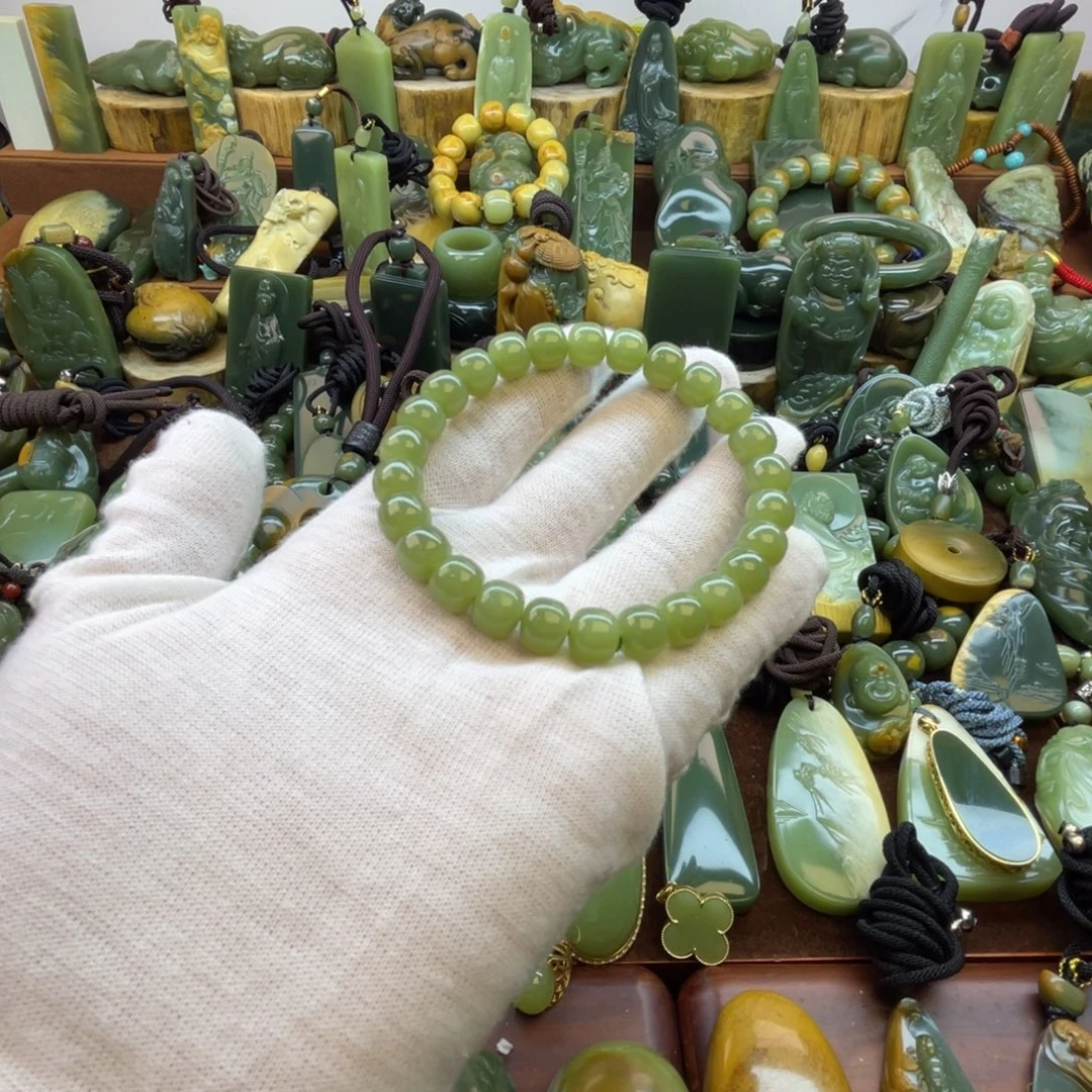 清***6岫岩老玉（透闪石质玉）未镶嵌手链