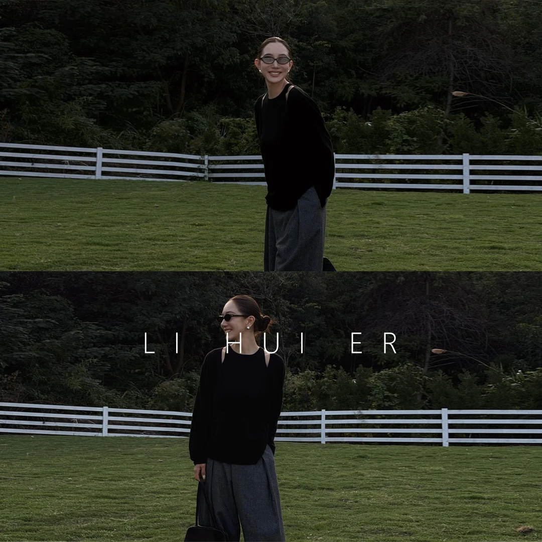 LiHuiEr李慧儿【松遥】秋冬款设计师舒适两件套黑色上衣YCMZ-035