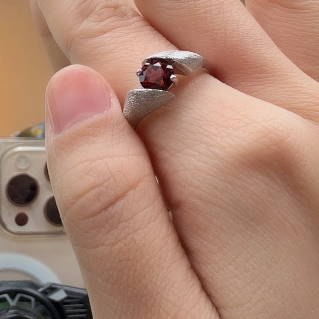 石榴石戒指银S925镶嵌