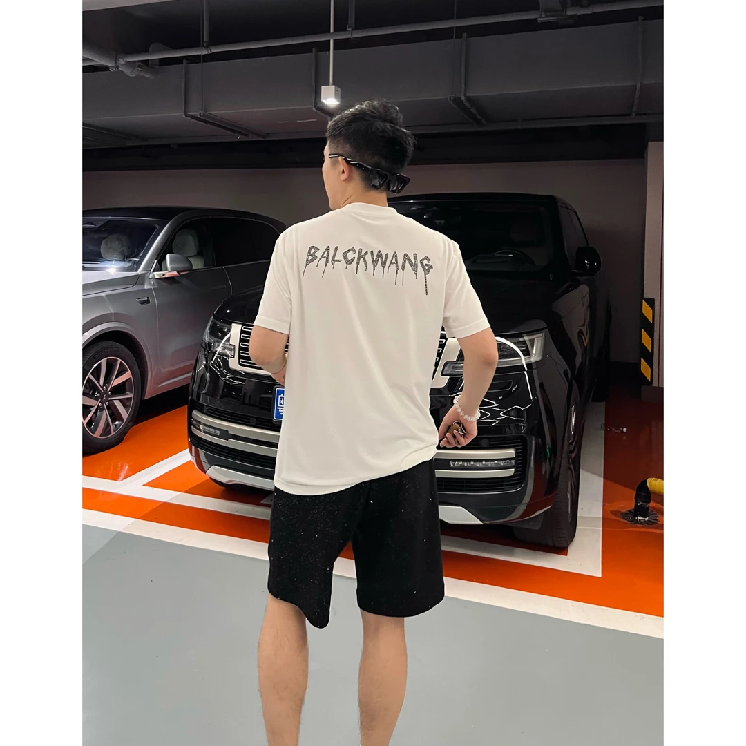 【Black桑蚕丝】100支薄款弹力冰感闪钻男士休闲圆领短袖T恤K360