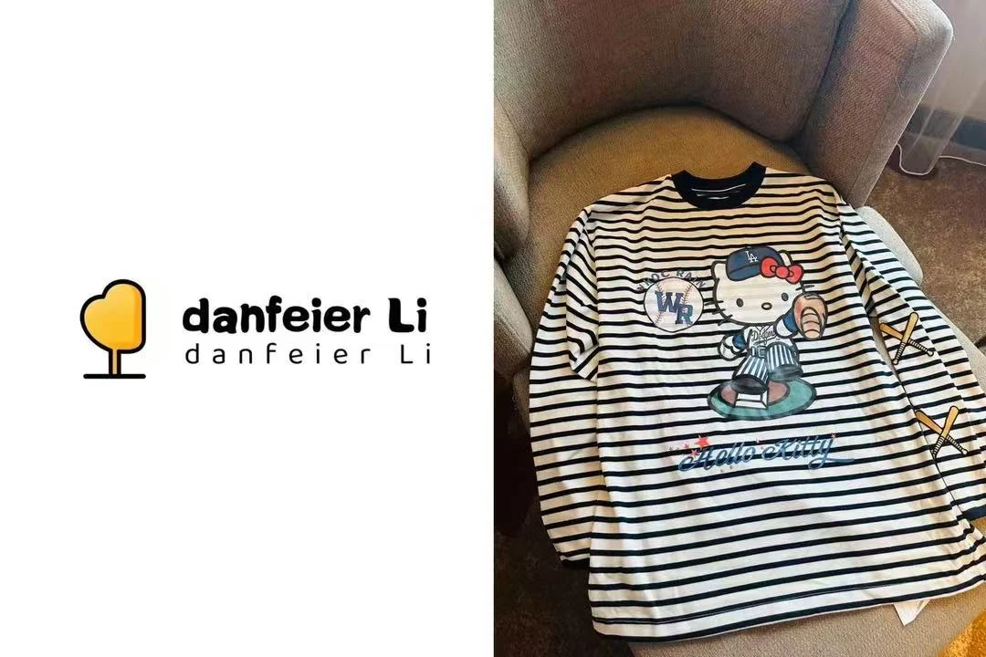 《丫丫推荐款》10183 设计款棒球KT猫咪条纹长袖T恤