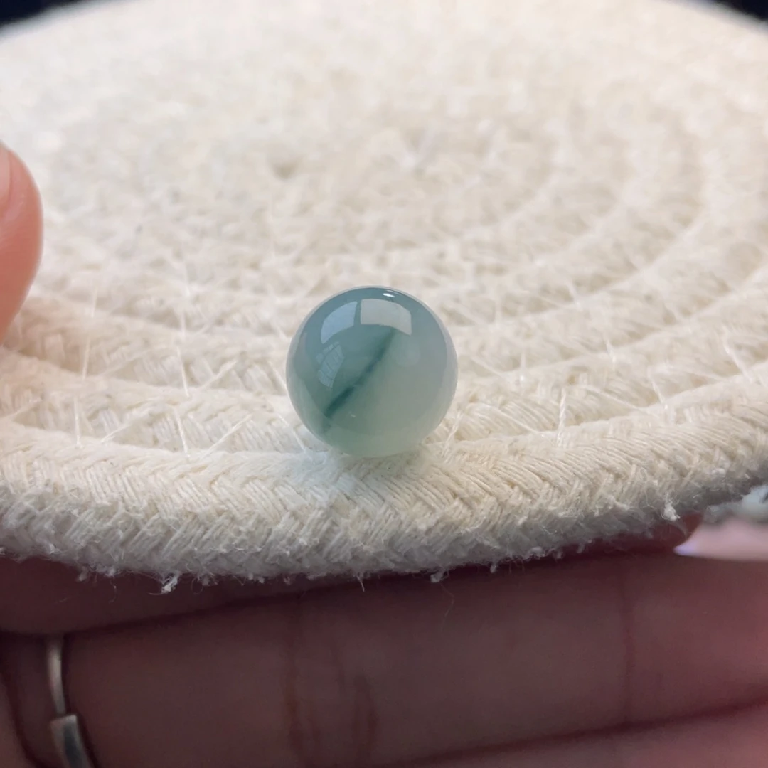 散珠翡翠特色飘花胶润圆珠卡11.9mm