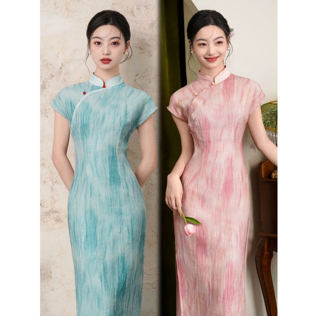 【粉墙戴影】中国风少女气质传统款旗袍新中式日常旗袍双层衣长120