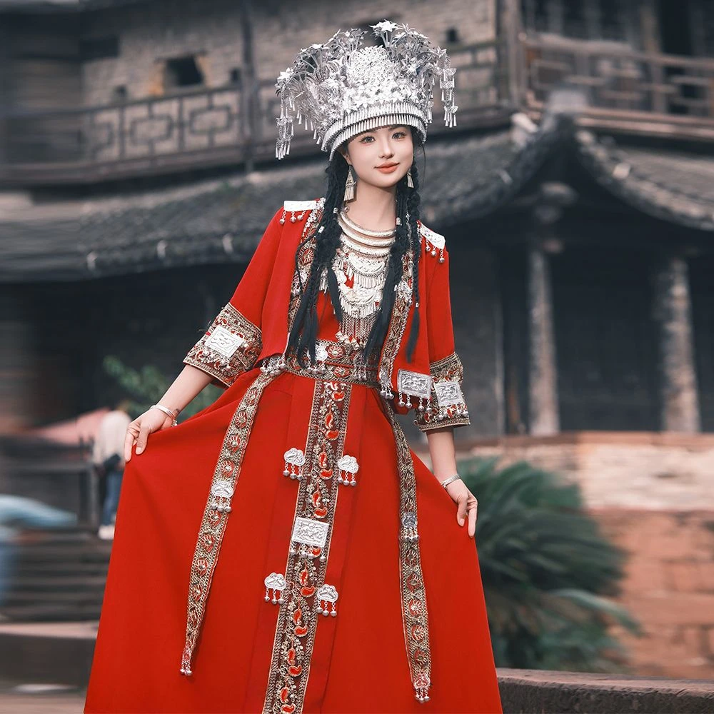 迪公主套装民族风汉元素裙子连衣裙中式复古服装哈达舞台长袖外套