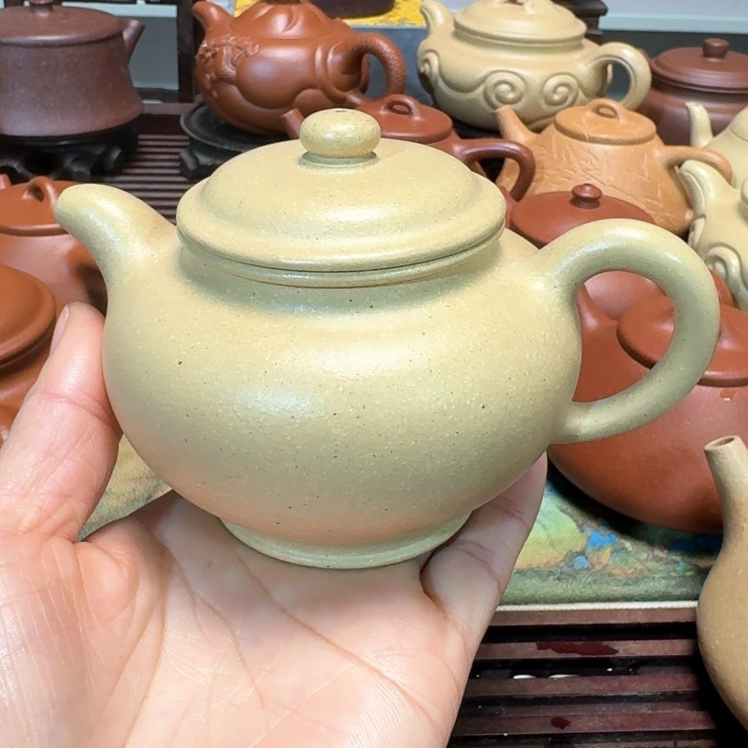 紫砂茶壶本山绿泥半手工微暇