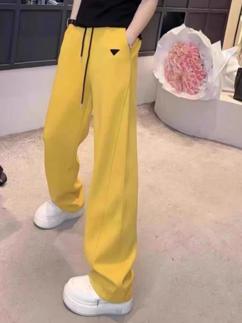 春韩版季新款时尚百搭弯刀高腰束脚显瘦休闲宽松长裤