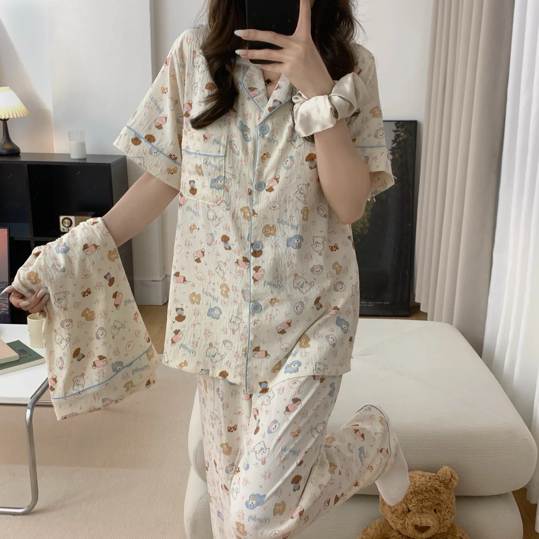 【NANA】夏季新款三件套带胸垫女生家居服套装 25816