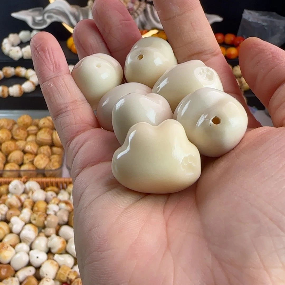 菩提根/象牙果手串微瑕牙果猫爪云朵10颗