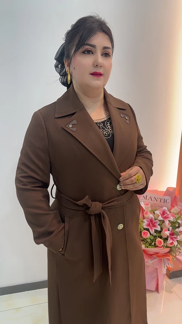 【MeiLiTan】中长款新款外套显瘦气质时尚复古重工设计师轻奢风衣