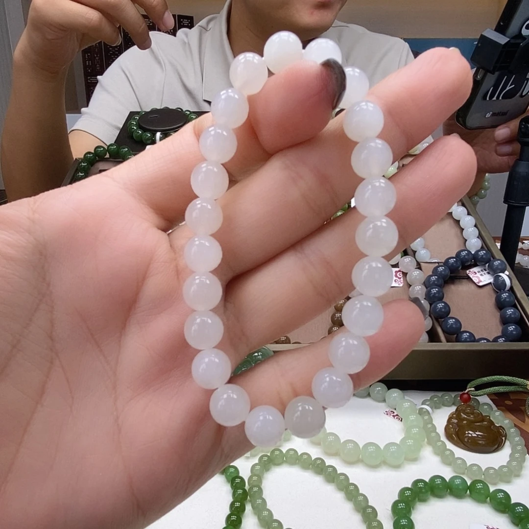 未镶嵌手串和田玉8mm白玉