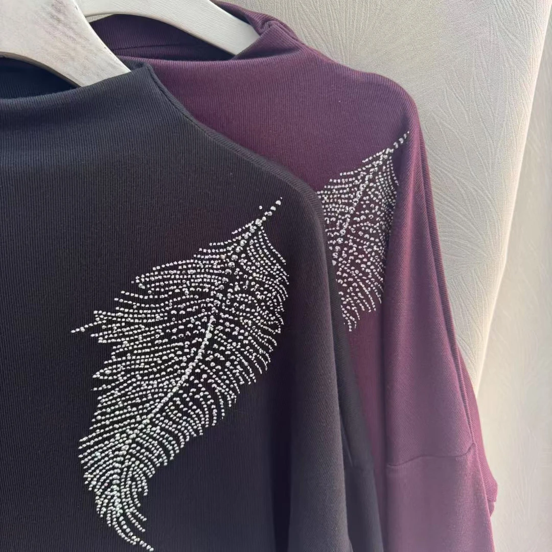 822 气质烫钻印花时尚百搭高弹女上衣