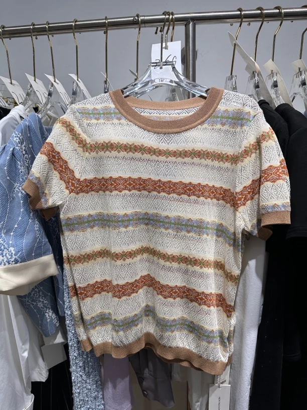 卡通动漫条纹基本洋气圆领短袖夏季街头风T恤