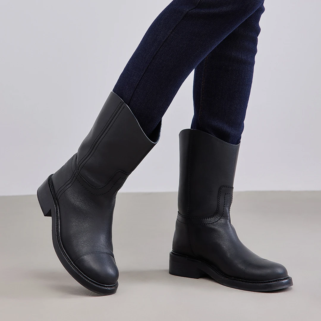 ZHENXI【牛皮短靴】高个子穿搭牛皮女款短款真皮短靴25QDXX0787