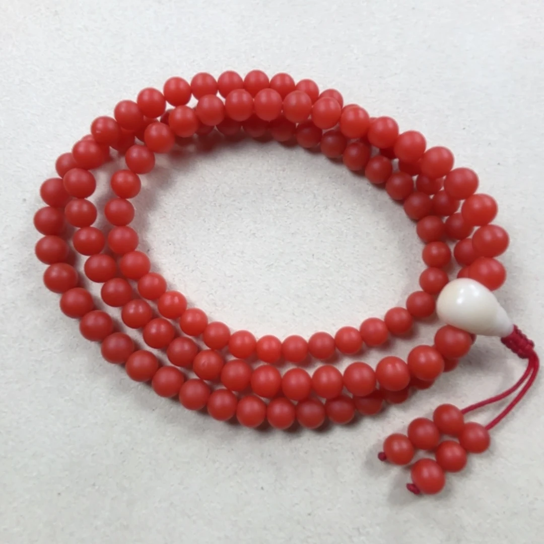 未镶嵌哑光柿子红6➕多圈南红玛瑙