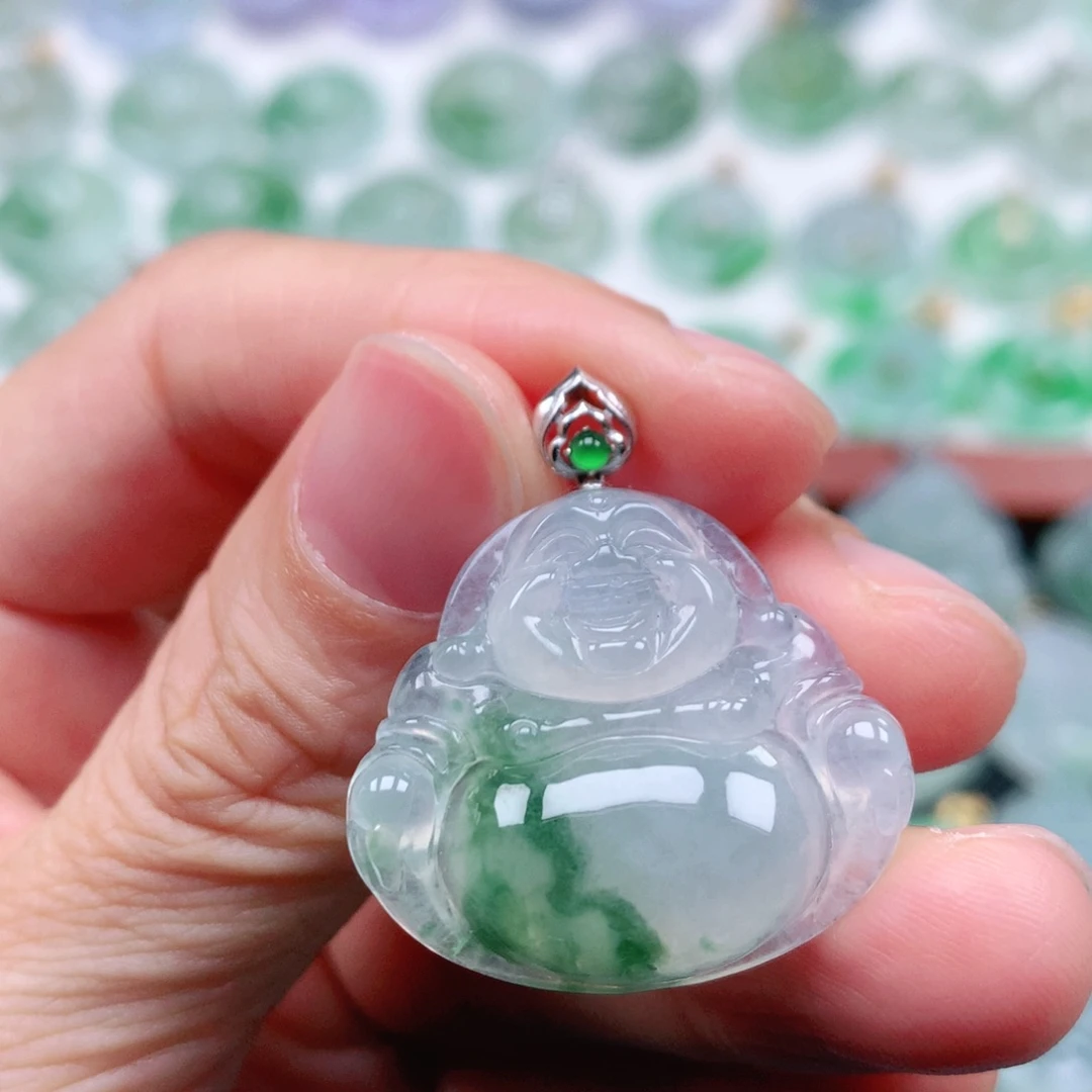 翡翠吊坠(不含链)18K金镶嵌