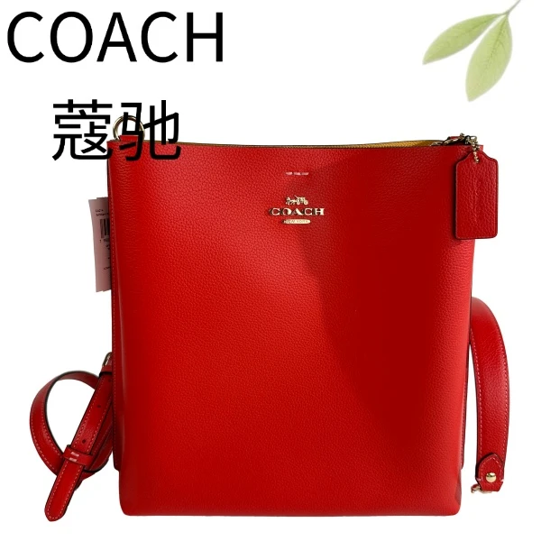99新 COACH/蔻驰 红色水桶单肩斜挎包G25117362底长27X29