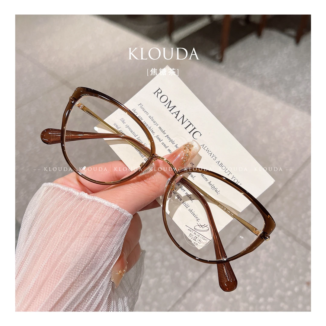 Klouda微醺透色甜酷猫眼眼镜网红时尚ins轻韩版百搭近视定制度数
