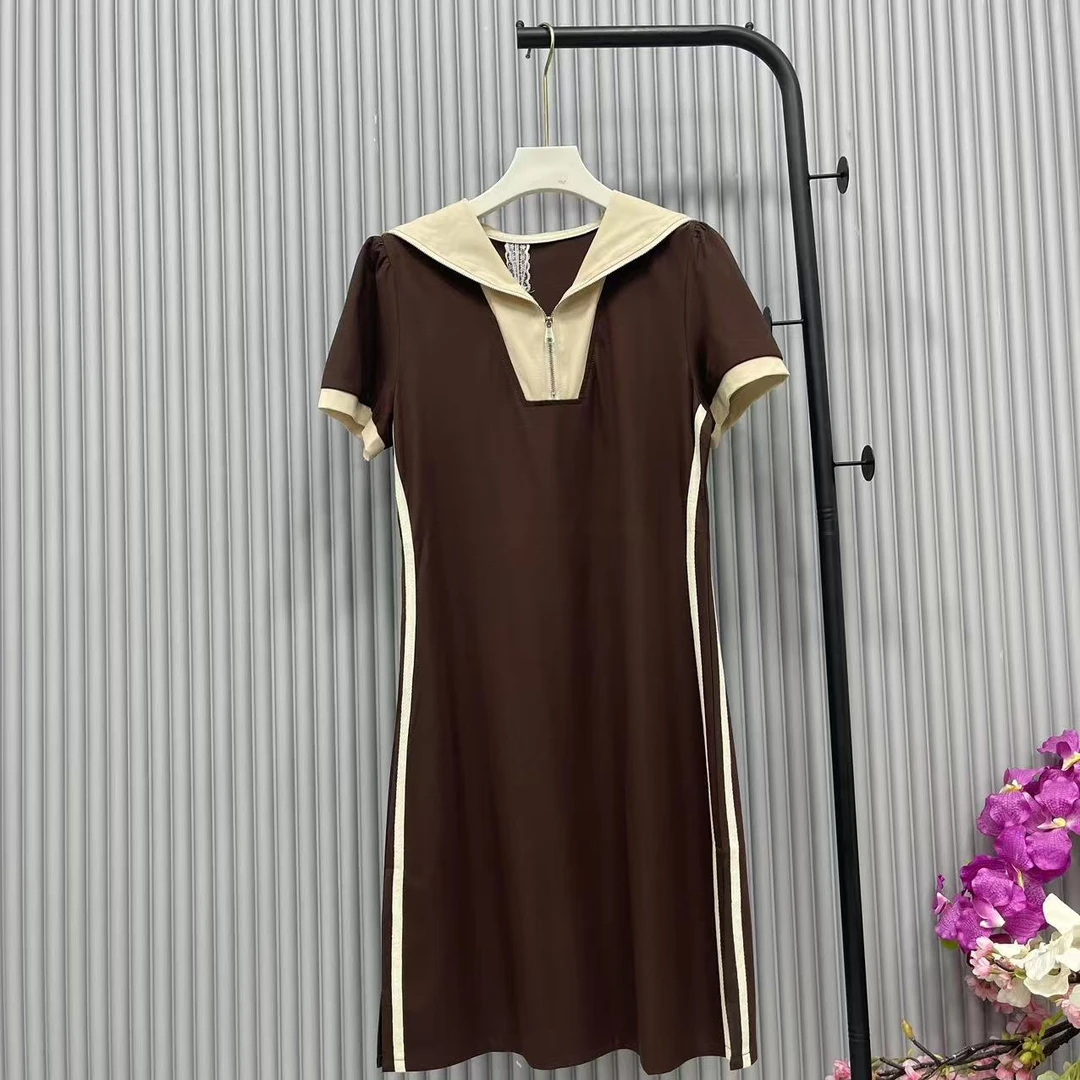 【A643】2025女士夏季新款休闲时尚修身显瘦高端气质短袖连衣裙