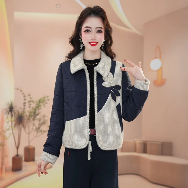 蔓2025年冬季新款时尚气质显瘦短款女士洋气小香风棉服外套M-4XL