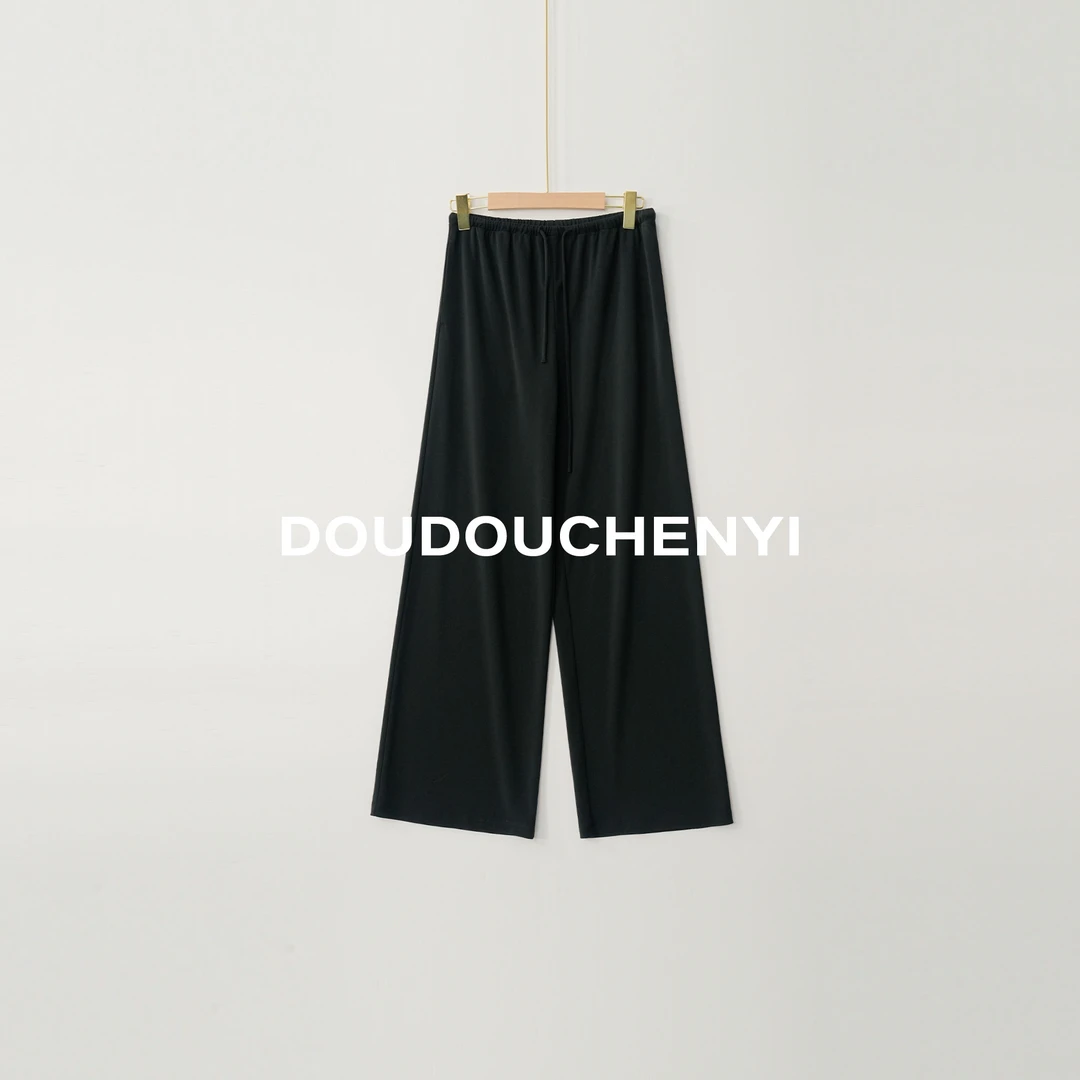 【DOUDOUCHENYI】“小冰箱系列”醋酸高腰直筒休闲裤-JH25115