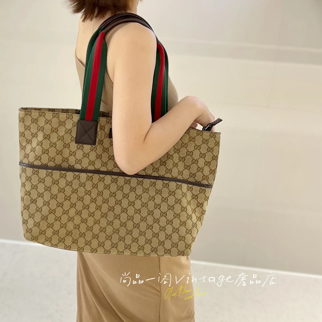 95新 GUCCI/古驰 尚品一阁/老花托特购物袋