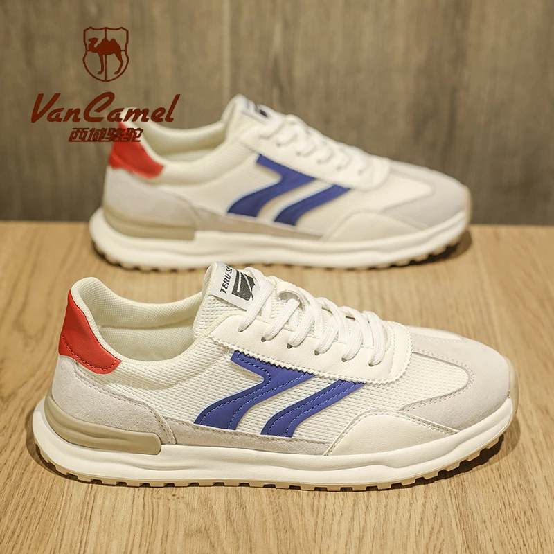 西域骆驼西域骆驼男士休闲鞋子夏季猪皮面运动休闲阿甘鞋-