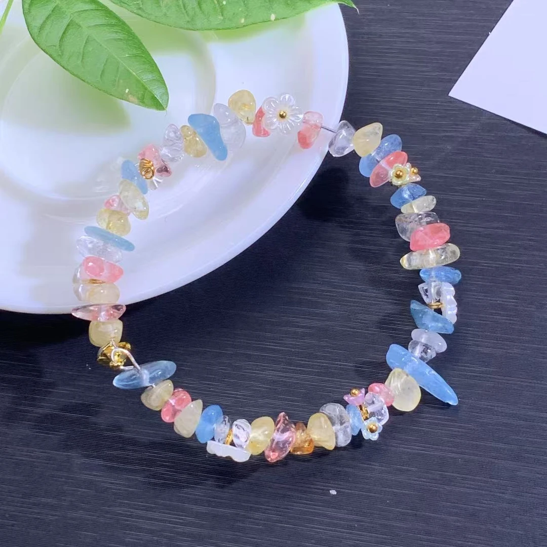 【金钰尚品】天然水晶随型多宝玉兰花DIY手链水晶多宝-（莫尔代花园）