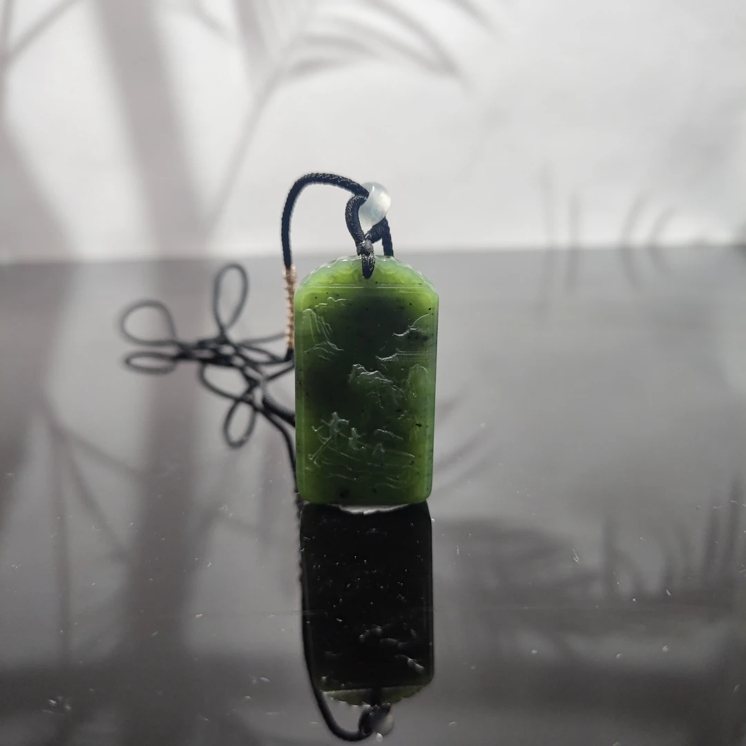 H和田玉碧玉山水吊坠0319