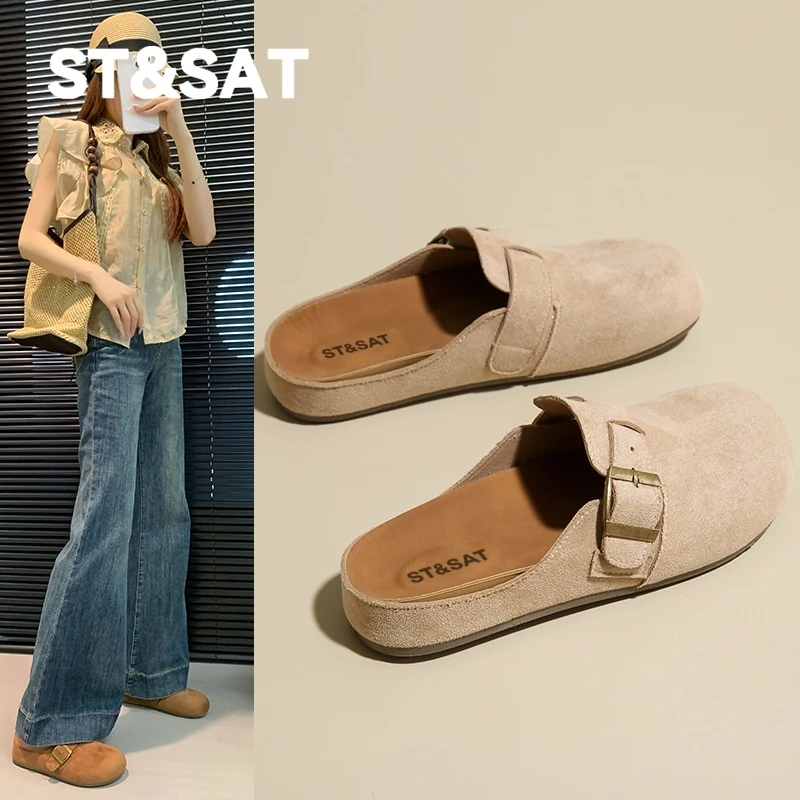 星期六半包头勃肯鞋新品女款舒适轻便拖鞋一脚蹬2025夏季休闲舒适